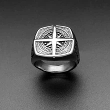New Mens Ring Simple Design Compass Ring Silver Stainless Steel fashion Black Band Rings For Women Men Navigator Rings Jewelry