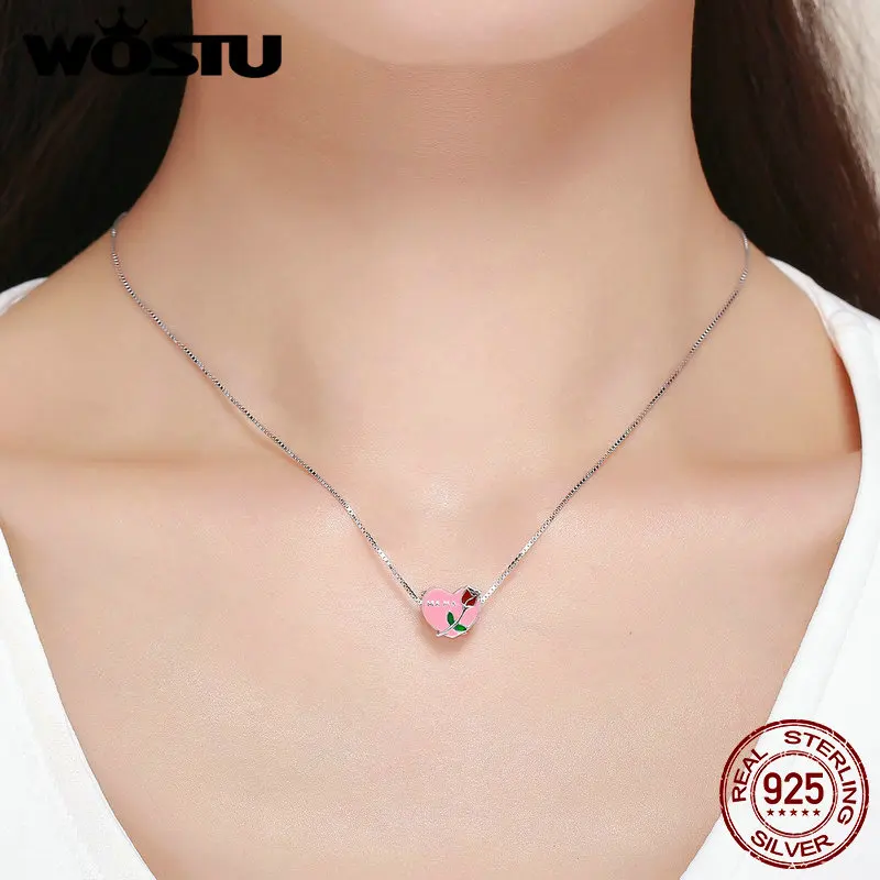 Hot 925 Sterling Silver Charm Bead Pink Rose Heart For Bracelet Mother's Jewelry Hot 925 Sterling Silver Charm Bead Pink Rose Heart For Bracelet Mother's Jewelry