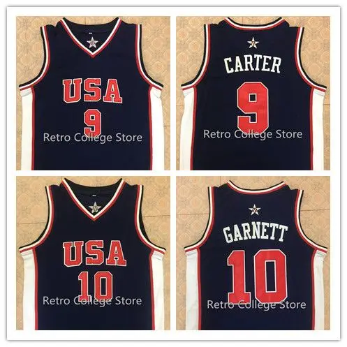 

#9 Vince Carter #10 KEVIN GARNETT Team USAbasketball jersey Embroidery Stitched Customize any name and number