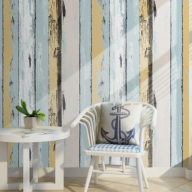 Haokhome Vintage Wood Panel L And Stick Wallpaper Yellow Lt Blue Haokhome Vintage Wood Panel L And Stick Wallpaper Yellow Lt Blue Black