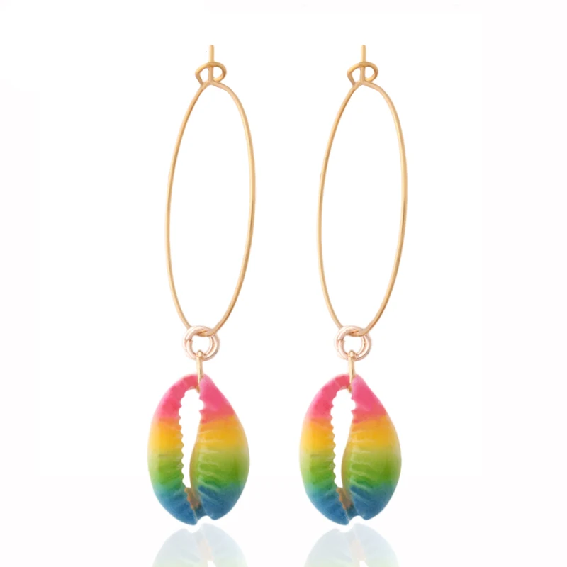 

Sscc66 Drop shell Earring Earrings Merk oorbellen Dangle Large Long Brinco Colored shell Ear Oorbellen 2019 indian jewelry