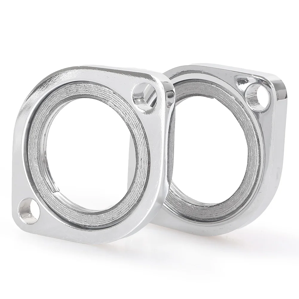 Motorcycle Exhaust Flanges w/ Retaining Ring for Harley Big Twin EVO Sportster Chrome 2PCS