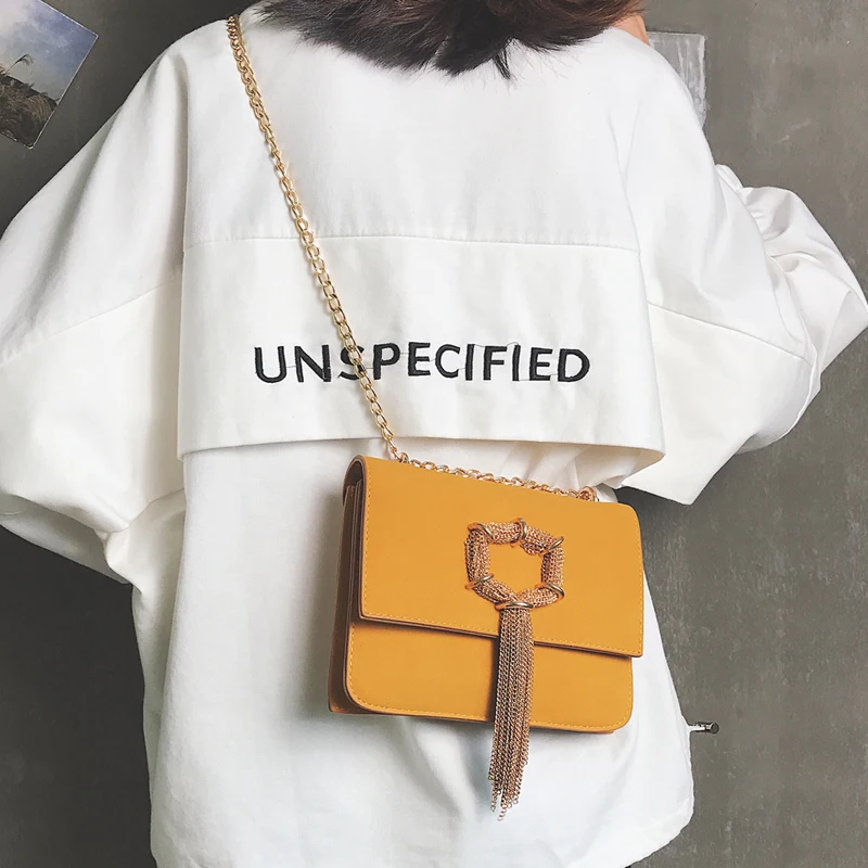 المرأة مصمم حقيبة يد 2018 الرجعية الأزياء جودة ماتي جلد المرأة حقيبة شرابة سلسلة الكتف رسول حقيبة Crossbody أكياس