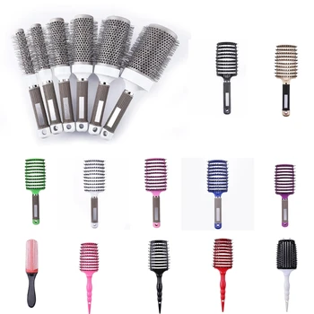 

Pro Hair Combs Hair Dressing Brush High Temperature Resistant Ceramic Iron Round Comb Salon Hair Styling Tool Hairdressing