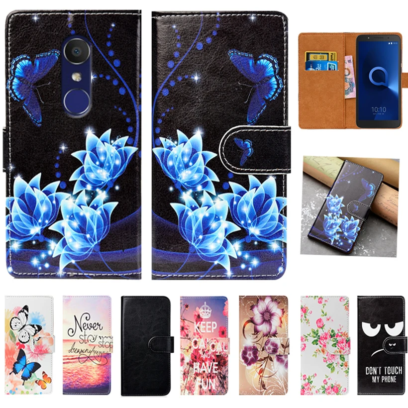 

For Alcatel 1C 5009 5009A 5009D Case High Quality Pu Leather 5.3" Flip Wallet Case Back Cover Book Case Bag