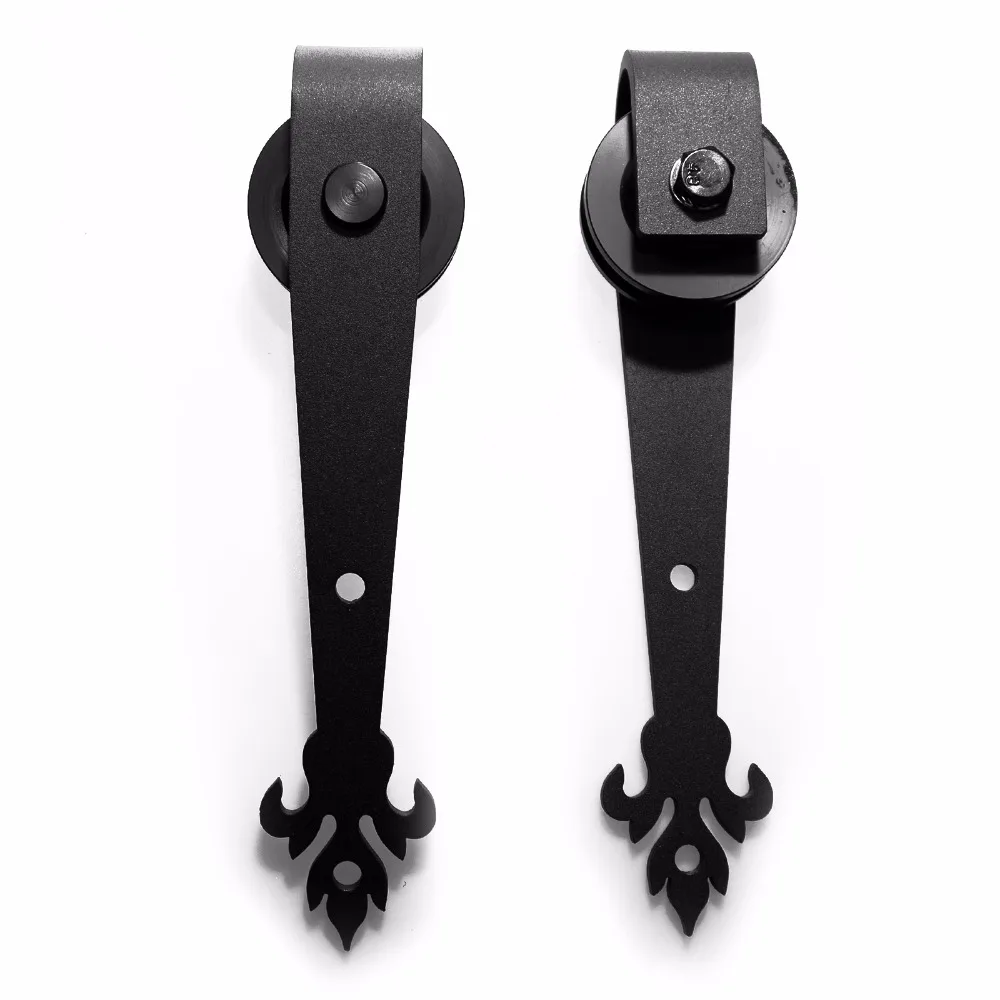 LWZH 14ft/15ft Rustic Style Black Steel Classic Sliding Barn Door Hardware Barn Wood Door Sliding Track Kit for Single Door