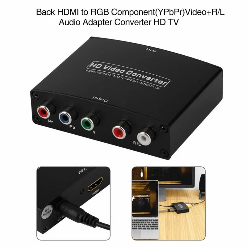  HDMI a 5 Porte RCA RGB Component YPbPr Video + R/L Audio Adattatore Convertitore HD TV Per PC del c