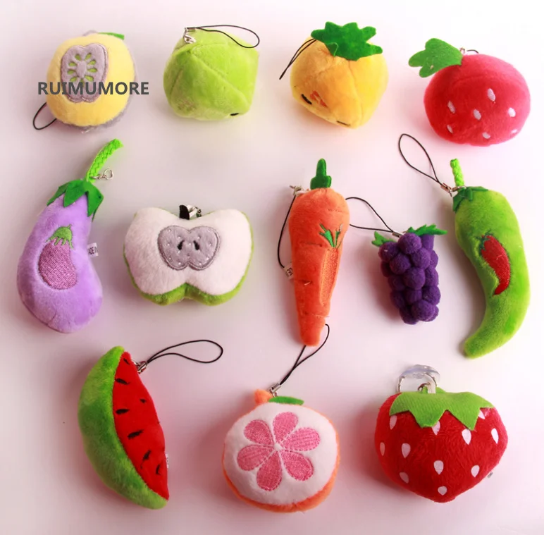 Full ALL Designs, 7 11CM Vegetable Plush Toys , New Cute Fruits Plush Stuffed TOY , key chain