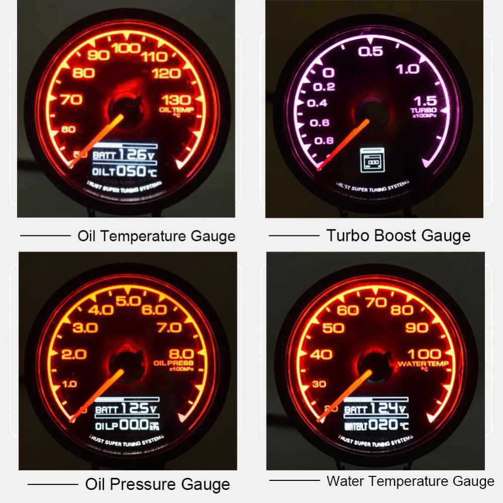 12 В автомобиль, 7 цветов, датчик давления масла турбо, датчик температуры масла, измеритель температуры воды с датчиком и держателем для автогонок