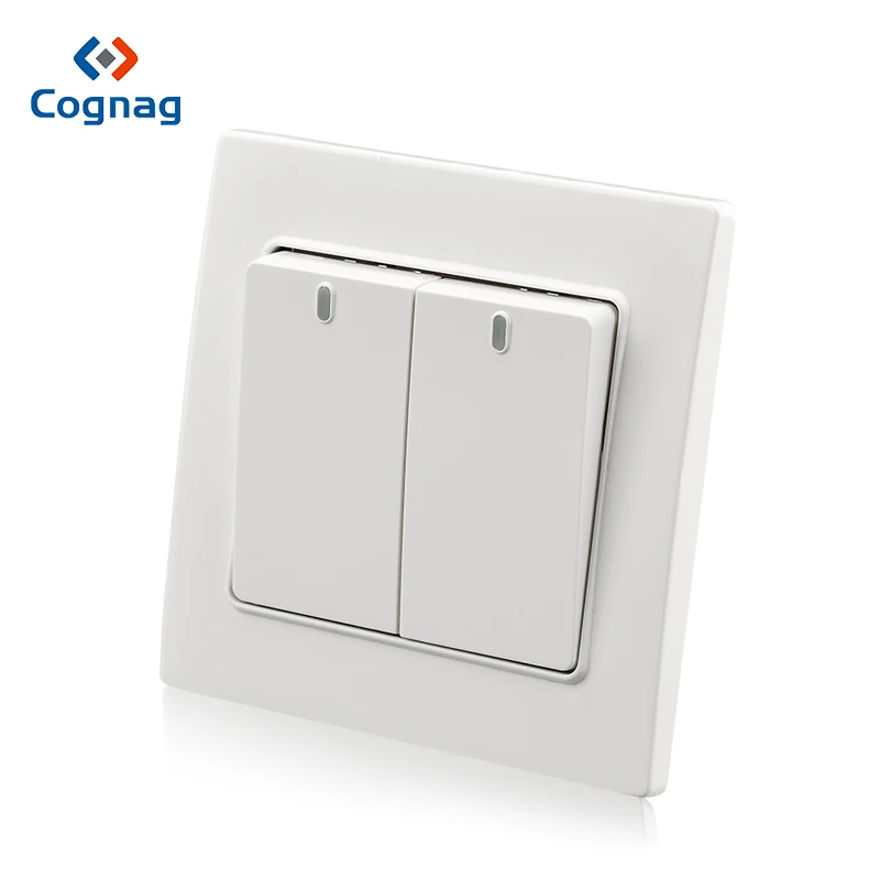 

Cognag Screwless white color light switch wall electric 10a 2 gang 2 way