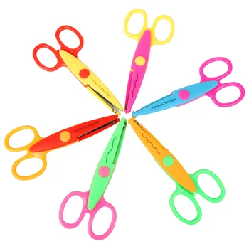 

6 Pcs Laciness Scissors Metal And Plastic DIY Scrapbooking Photo Colors Scissors Paper Lace Diary Decoration With 6 Patterns
