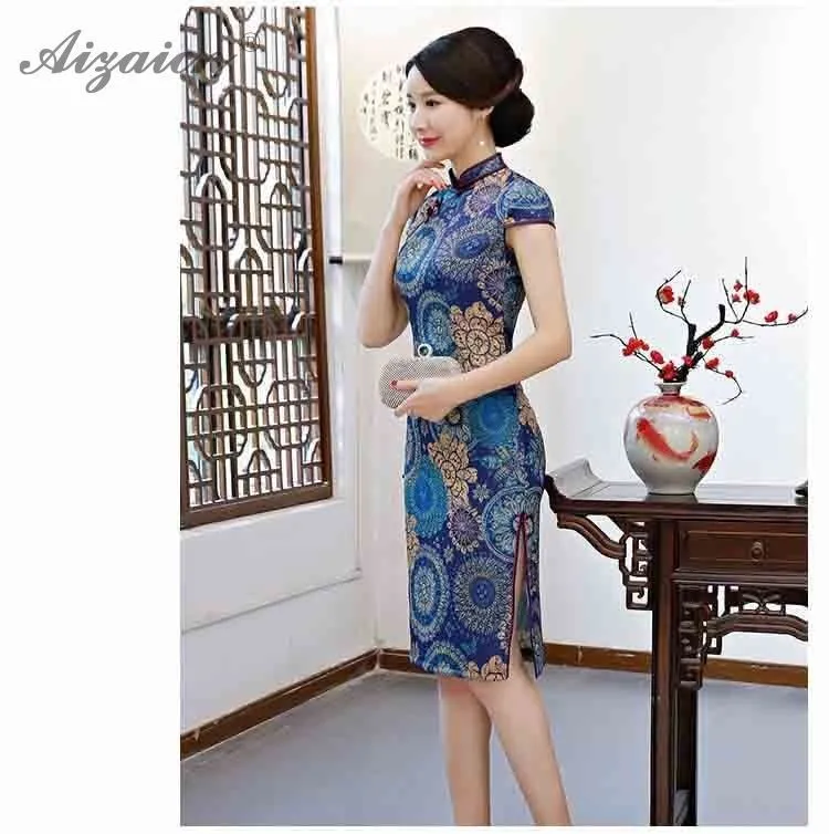 2019 новый модный принт Cheongsam мать Винтаж Длинные платья для женщин традиционные китайское платье Qipao подобные шелковые Qi Pao Халат