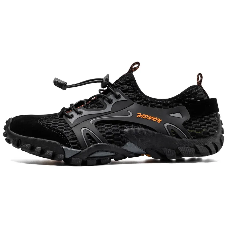 

2019 Men's Outdoor solid color casual shoes mesh breathable non-slip wear hiking hiking shoes big plus Large size shoes 39-50