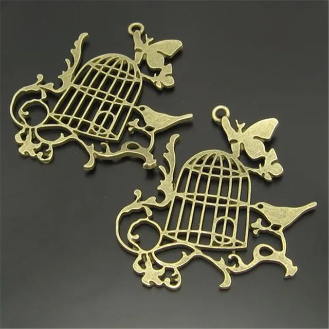 6pcs Beauty Necklace Pendant Women Vintage Style Bronze Tone Alloy 6pcs Beauty Necklace Pendant Women Vintage Style Bronze Tone Alloy Bird Cage Branch Erfly Charm