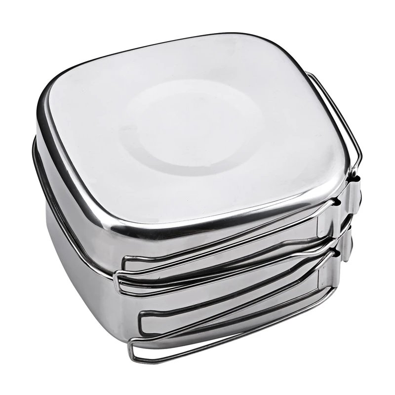 

Backpacking Camping Cookware Pot Set Outdoor Mess Kit Stainless Steel Camping Cook Set For Hiking Backpacking Trekking Picnic