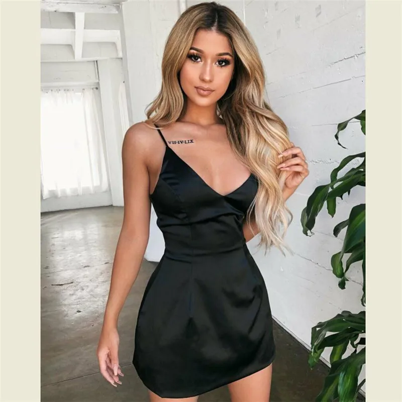 

Summer Low Neck Dress Women's Casual Basic Sleeveless Tank Top Bodycon Mini Club Dress Dresses Casual Elegant Sheath Slim Dress