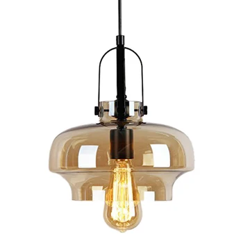 

Vintage amber color pendant light clear glass pendant lamp for Home decoration cord line 110cm with edison bulb PL-1006