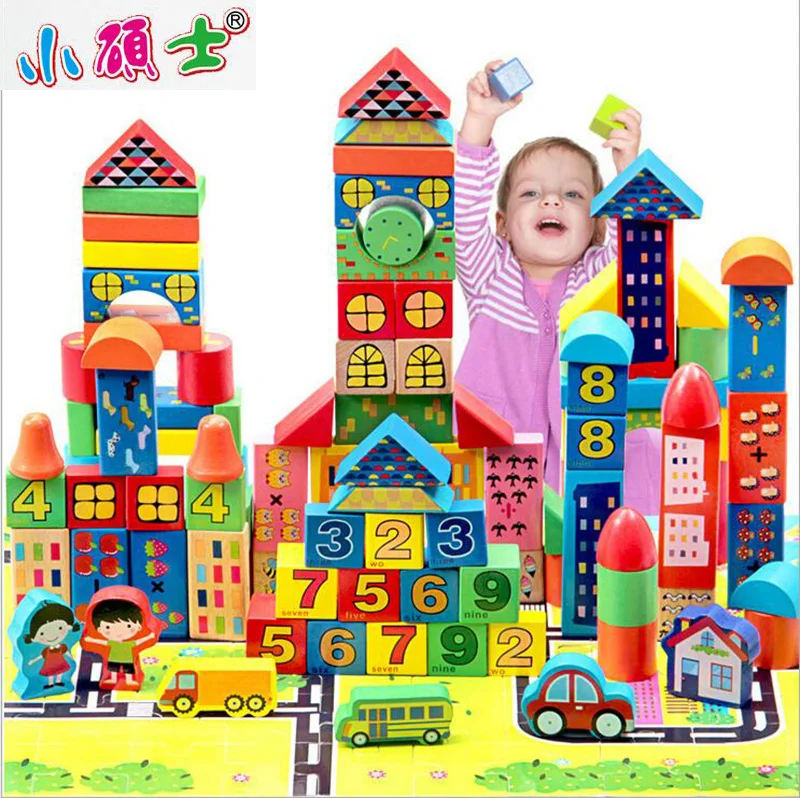 

High Quality Wooden City Traffic Building Blocks Set For Children Kids Early Education Model Intelligence Games Toys Gift