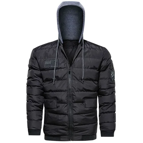 Новая зимняя куртка мужская Толстая теплая парка Повседневная Верхняя одежда хлопковые куртки и пальто мужской большой размер брендовая одежда - Цвет: Черный