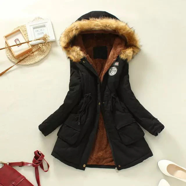 

Winter Jacket Women Coat Fashion Charming Warm Coat Printed Long Sleeve Hooded Buttons Plus Size Top Outwear M/L/XL/XXL