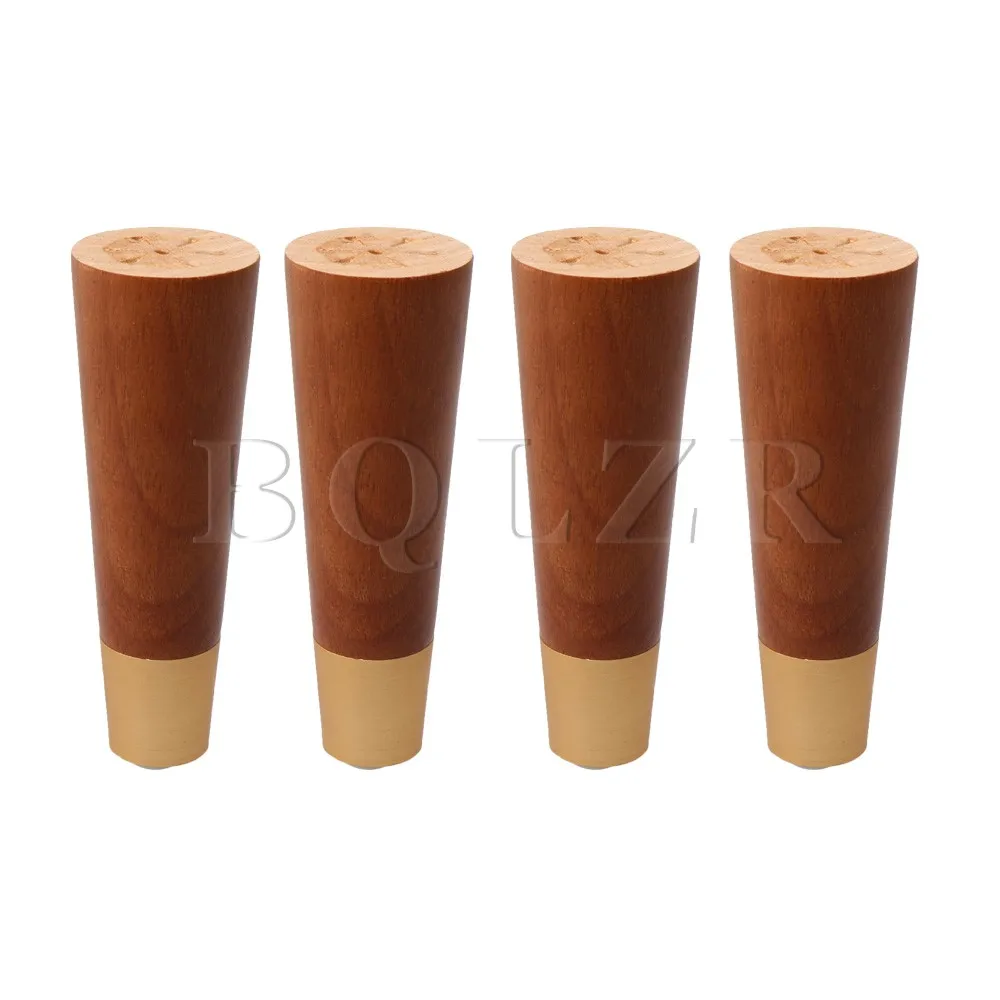 BQLZR 15cm Height Walnut Color Solid Wood Metal Edging Round Tapered