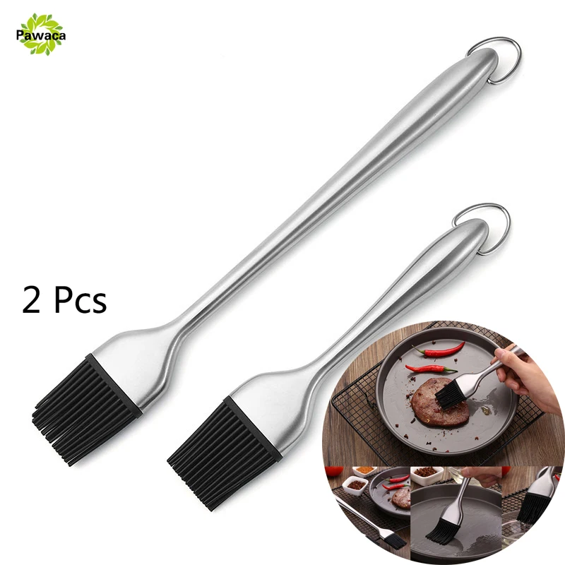 2pcs/set Stainless steel Pastry Brush BBQ cake oil brush barbecue grill