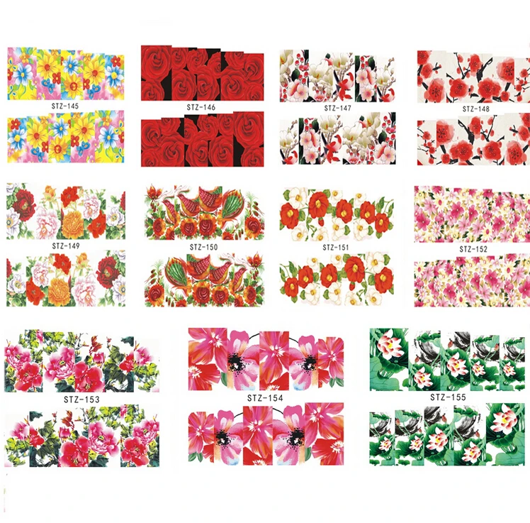 

1 Set Mixed 11 Designs Full Tip Nail Art Dececorations Winter Flower Water Transfer Sticker Foil Decals on Nails JISTZ145-155