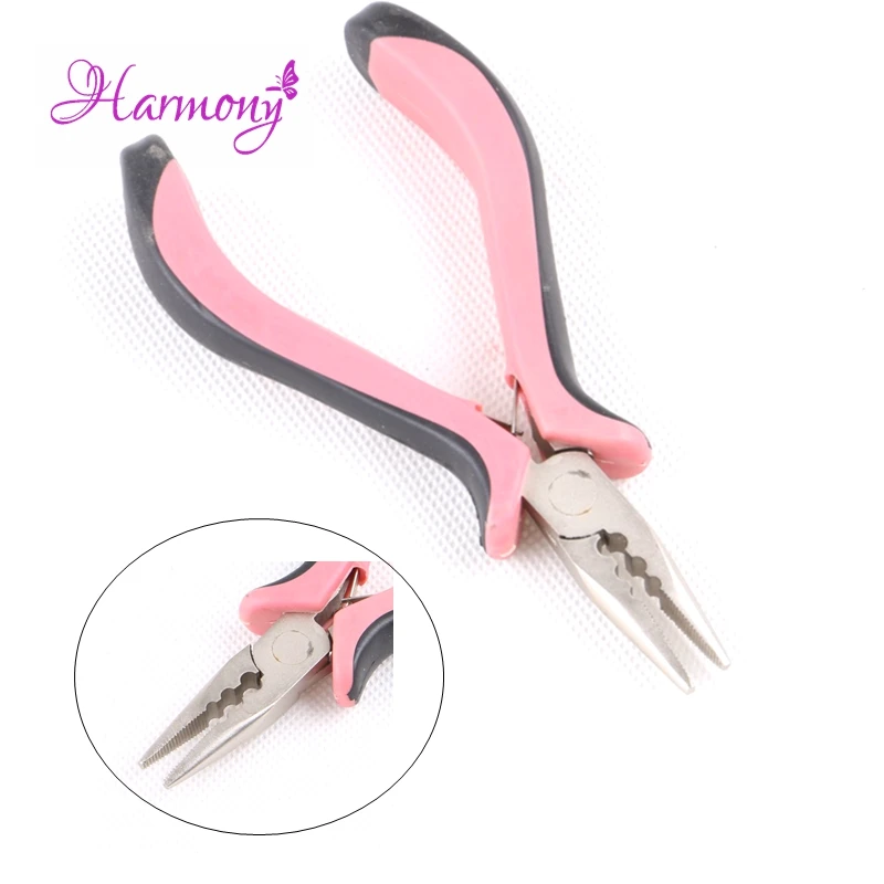 

1pcHair Extensions Pliers Hair Extensions Tools Pink 3 Holes Stainless Steel Multifunctional Remover Pliers For Micro Links Hair