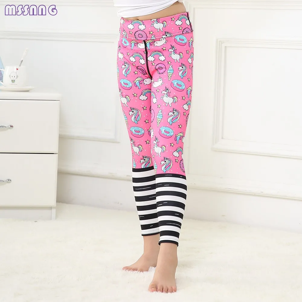 MSSNNG Pink Unicorn Printing High Quality Kids Yoga Pants Summer Girls