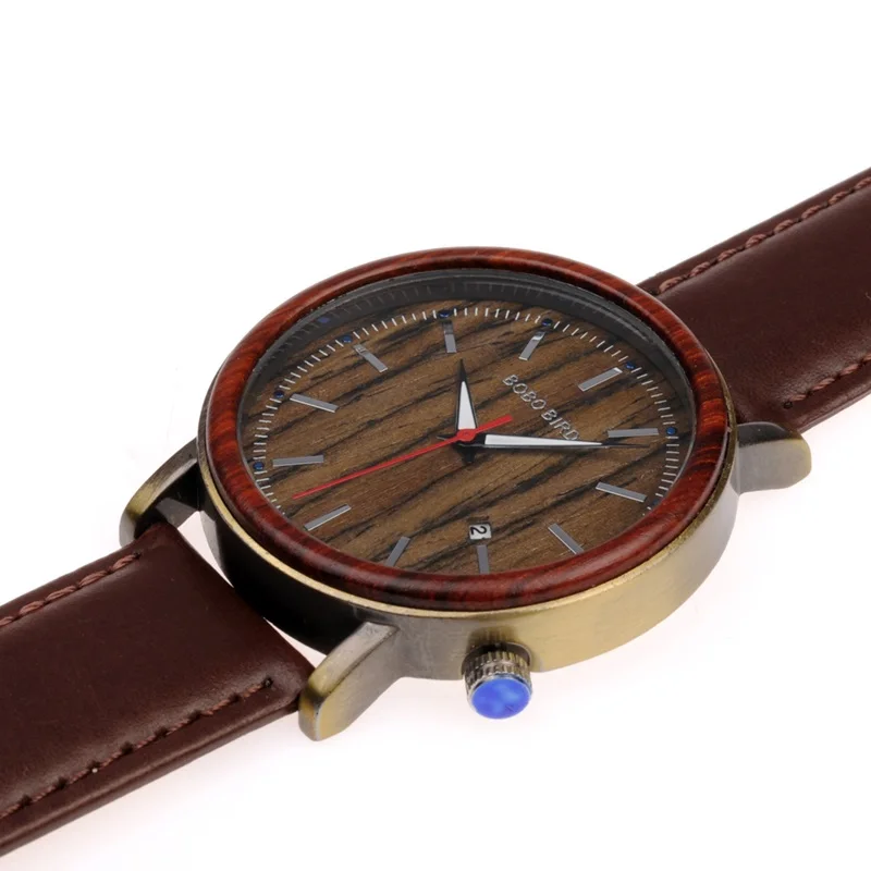 BOBO BIRD роскошные мужские деревянные часы из натуральной кожи ремешок деревянные наручные часы Японский Move' кварцевые мужские Relogio C-O27 Прямая - Цвет: C027 2