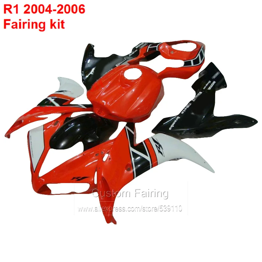 

Injection Molded Fairings For YAMAHA YZF R1 2004 2005 2006 year 04 05 06 ( Red black ) fairing kit add decal SZ67