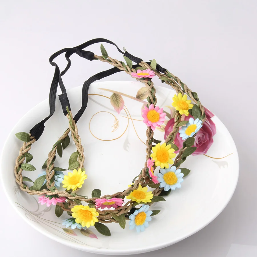 

1PC Hot Sale Chrysanthemum Bohemian Headband Girls Hair accessories Beach Floral Elastic Hair Band