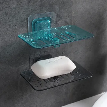 

Kitchen Bathroom Storage Basket Soap Box Stand Cup Soap Rack Single Layers Soap Box Suction Soap Dish Holder