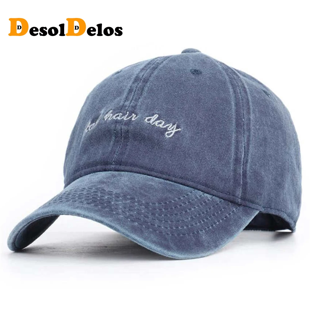 

New Bad Hair Day Cap Washed Baseball Cap Women Men Hat Cap Casual Snapback Letter Dad Hat Summer Cotton Adjustable Bone Male
