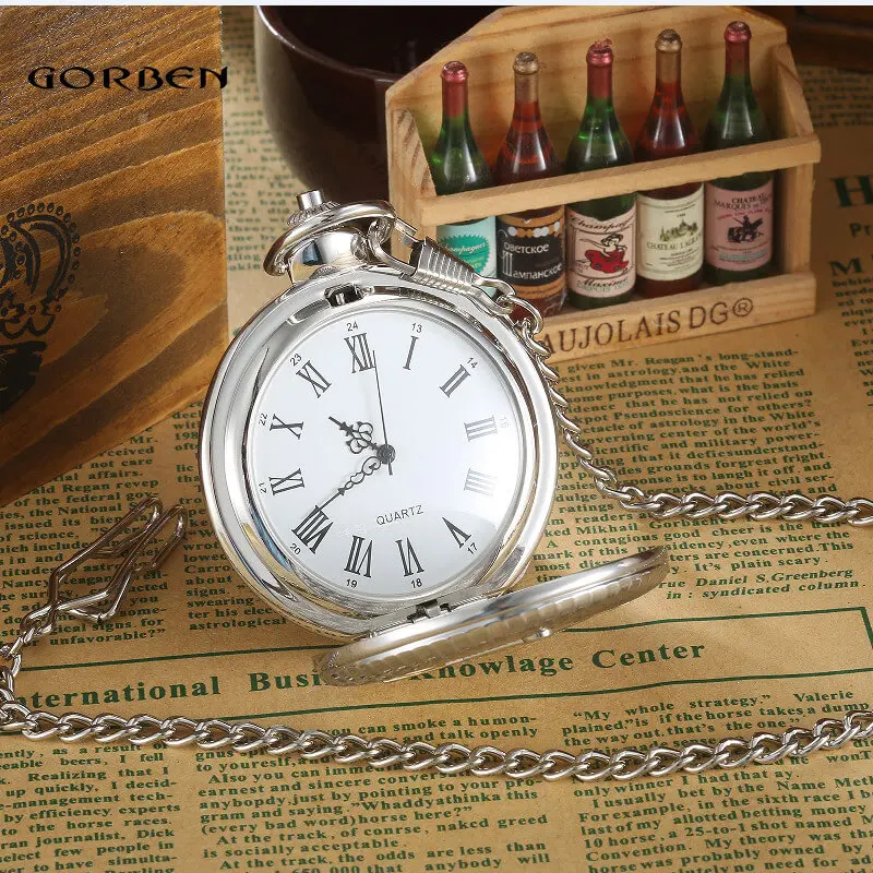 Engraved Silver Free-Mason Theme Pocket Watch Golden Freemasonry Masonic Quartz Fob Watches for Men Clock Gifts Relogio De Bolso