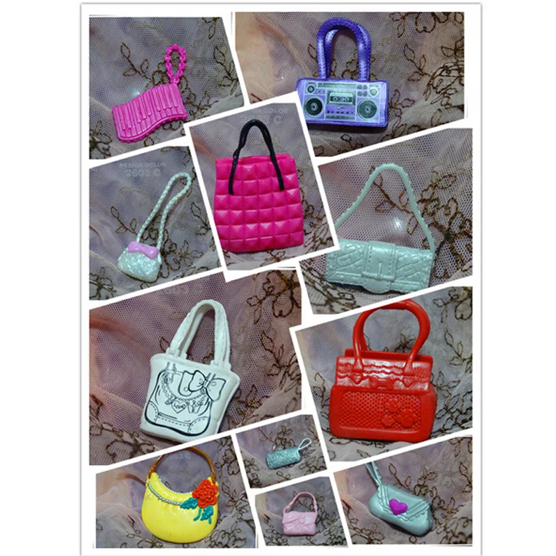 50PCS/LOT Wholesale 1/6 Dolls Accessories Bags Plastic Doll Handbagin