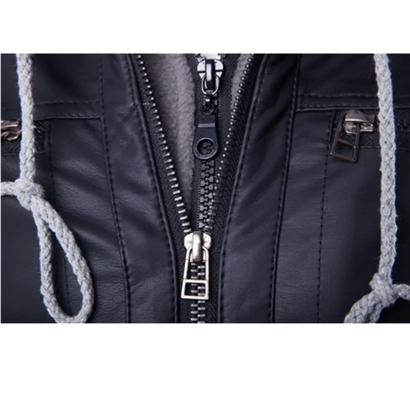 Men's Hooded Detachable Fake Two Men's Motorcycle Leather Jacket Mens Clothing Streetwear Men Jackets Bomber Jacket Clothes 2018