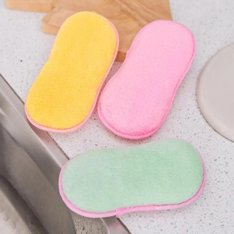 

Strong Decontamination Cleaning Brush Multicolor Double Sided Washing Dishes Sponge Brush Convenient Home Kitchen Clean Tools