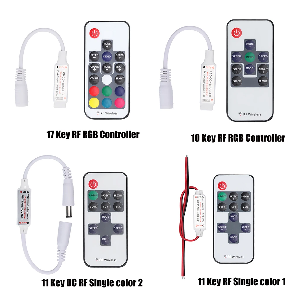 

1Pcs 12V Mini 3/11/17 Key IR Remote Wireless Controller For 3528 5050 RGB LED Strip Light Light Controller Nline Dimmer
