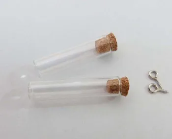 

20pcs/lot---8x30mm/8x35mm clear glass bottle & cork & eyehook for diy charm pendant accessories