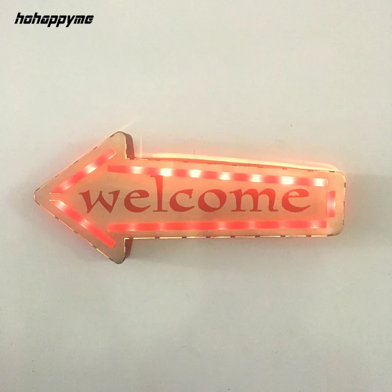 

WELCOME Neon Signs LED Light Metal Plate Club Cafe Pub Bar Decoration Wall Hanging Art Vintage Home Decor
