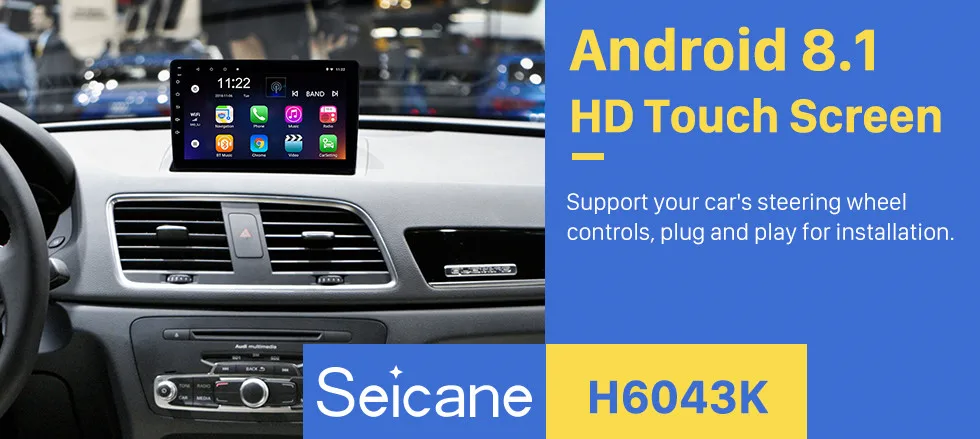 Seicane 2din Android 8,1 9 дюймов 8-ядерный HD сенсорный Bluetooth gps автомобиль радио для 2013 AUDI Q3 Поддержка RDS