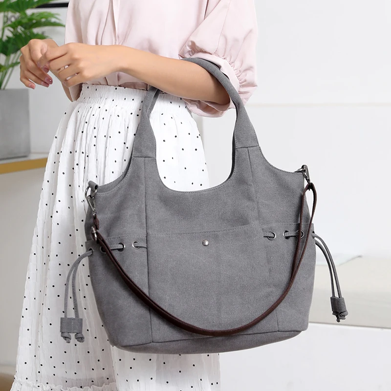 

Women's bag 2019 canvas large-capacity shoulder Messenger bag handbag new fashion wild retro handbag Shopping Bag