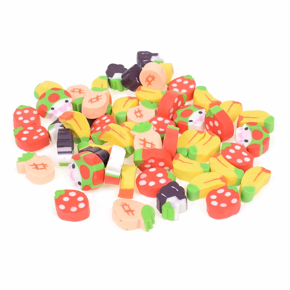 

50pcs/Lot Creative Cute Fruit Pencil Eraser Novelty Kids Student Learning Office Stationery