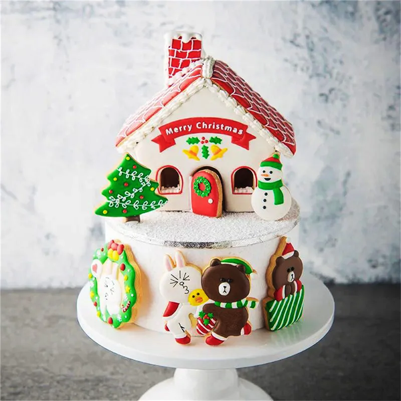 

8Pcs/Set Christmas Theme Cookie Cutters Set DIY Plastic Fondant Biscuit Mold Cutter Baking Cake Decorating Tool Free Shipping