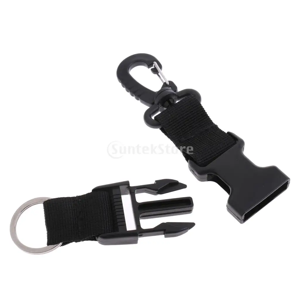 Underwater Scuba Diving Spearfishing Free Diving BCD Webbing Lanyard Holder Strap Quick Release Buckle & Swivel Clip