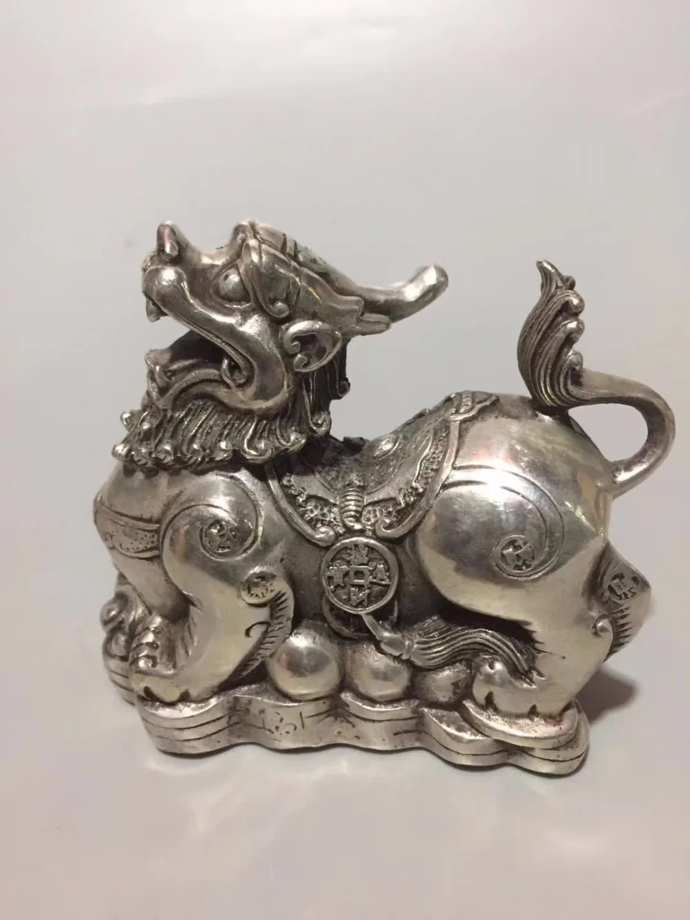 

Collection tibet silver Money brave troops statue,Home/ office desk decoration Feng shui pi xiu sculpture