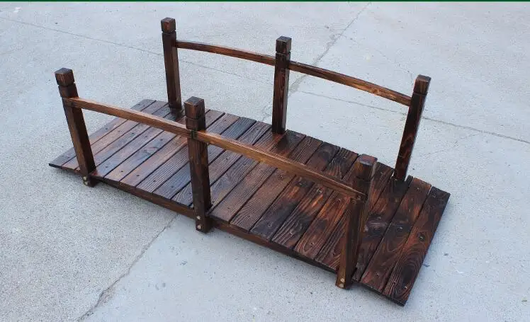 Houten brug stained afwerking decoratieve massief houten vijver