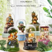 Рождественский подарок кукольный домик Миниатюрный DIY Кукольный дом деревянная мебель для дома С Пылезащитным покрытием музыкальные игрушки для детей подарок на день рождения