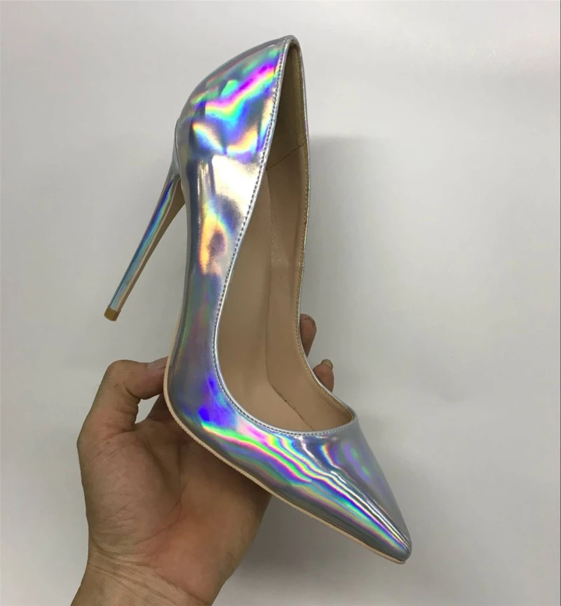 

2019 Fashion free shipping silver Patent Leather Poined Toe Stiletto high heel shoe pump HIGH-HEELED SHOES dress shoes